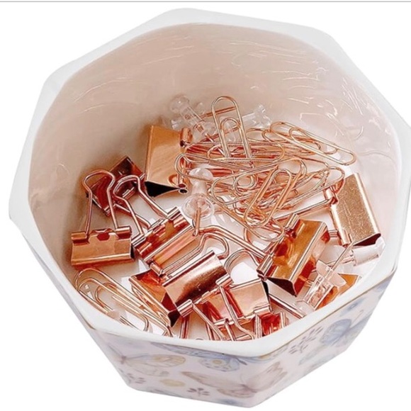 Ceramic paper clip or pin holder with butterflies and gold trim NWT - Picture 5 of 6